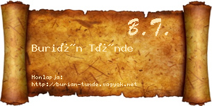 Burián Tünde névjegykártya